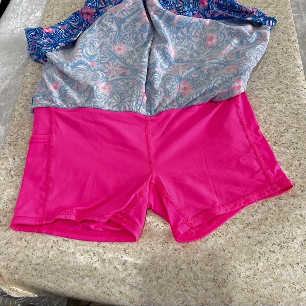 Lilly Pulitzer Luxletic Aila Skort Skirt Blue/Pink Floral Sz XXS Built-In Shorts - Picture 7 of 10
